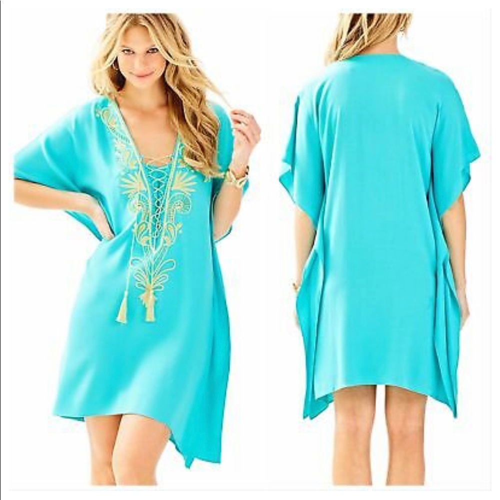 Lilly Pulitzer chai caftan in teal s